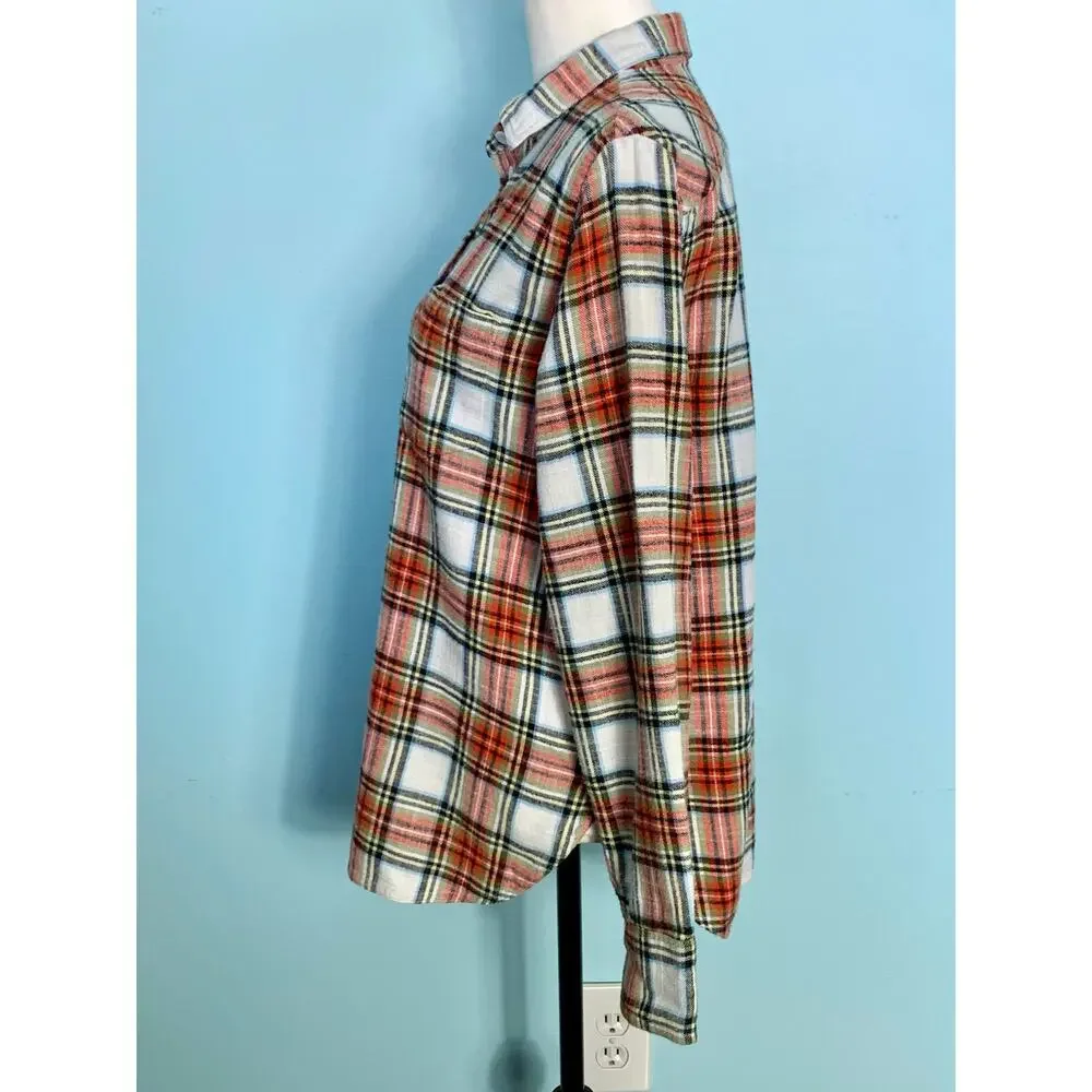 J. Crew Classic Fit Button Down Shirt in Snowy Stewart Tartan Flannel Size 10